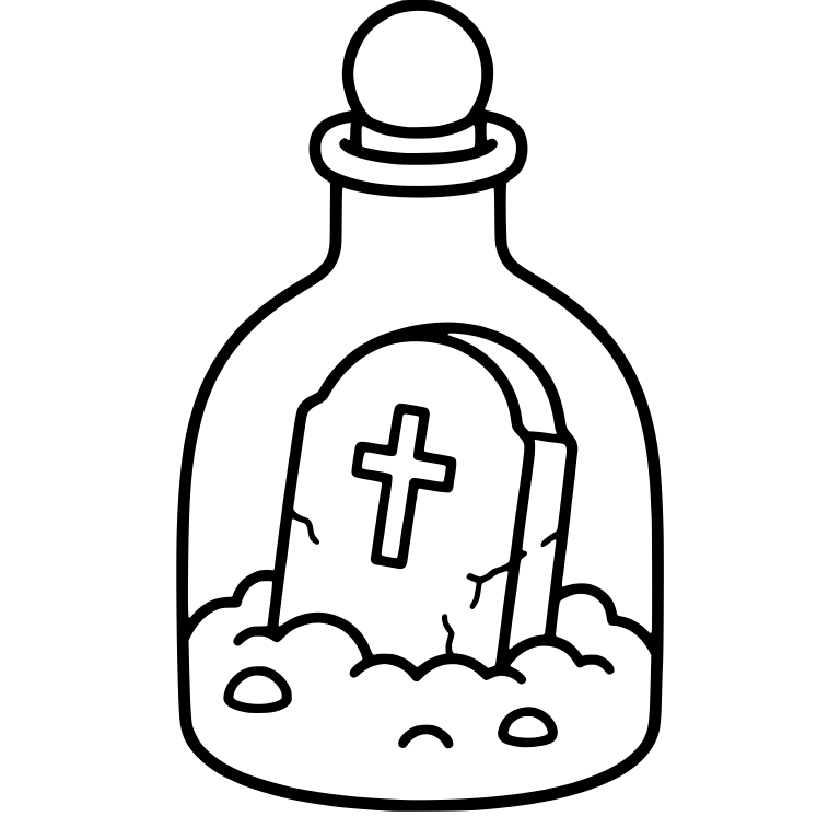Tombstone with Cross in Dirt Inside Ball Stopper Bottle — free objects SVG cut file