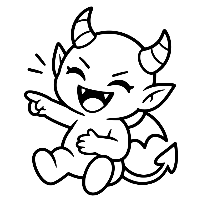 Sitting Demon Laughing and Pointing — free fantasy-creature SVG cut file
