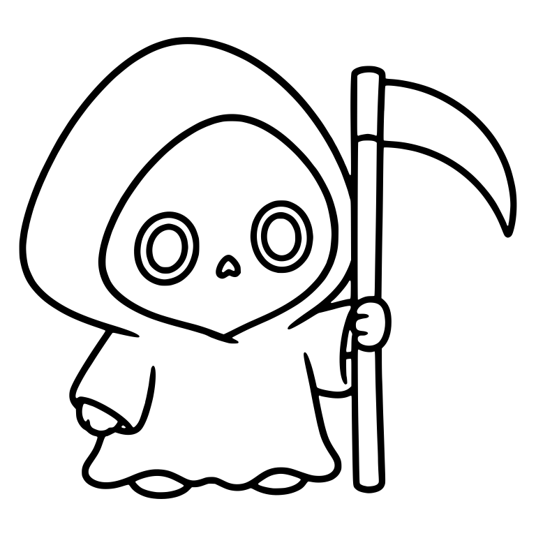 Standing Reaper With Ring Eyes And Tall Scythe — free characters SVG cut file