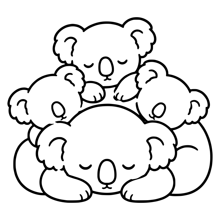 Pile of Four Sleeping Koalas Napping Together — free animal SVG cut file