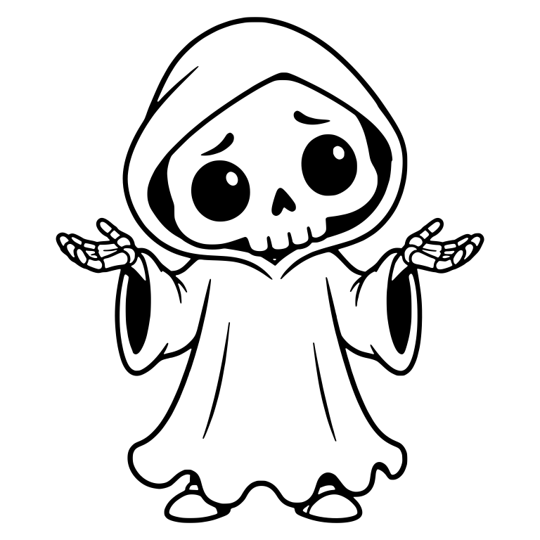 Grim Reaper Shrugging in a Scalloped-Hem Robe — free characters SVG cut file