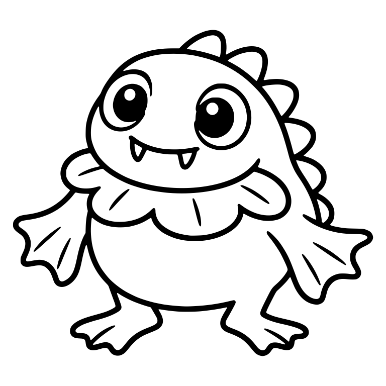 Chubby Swamp Monster With Fins and Ruffle Collar — free fantasy-creature SVG cut file