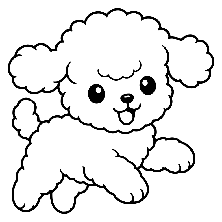 Bounding Fluffy Toy Poodle Puppy With Floppy Ears — free animal SVG cut file