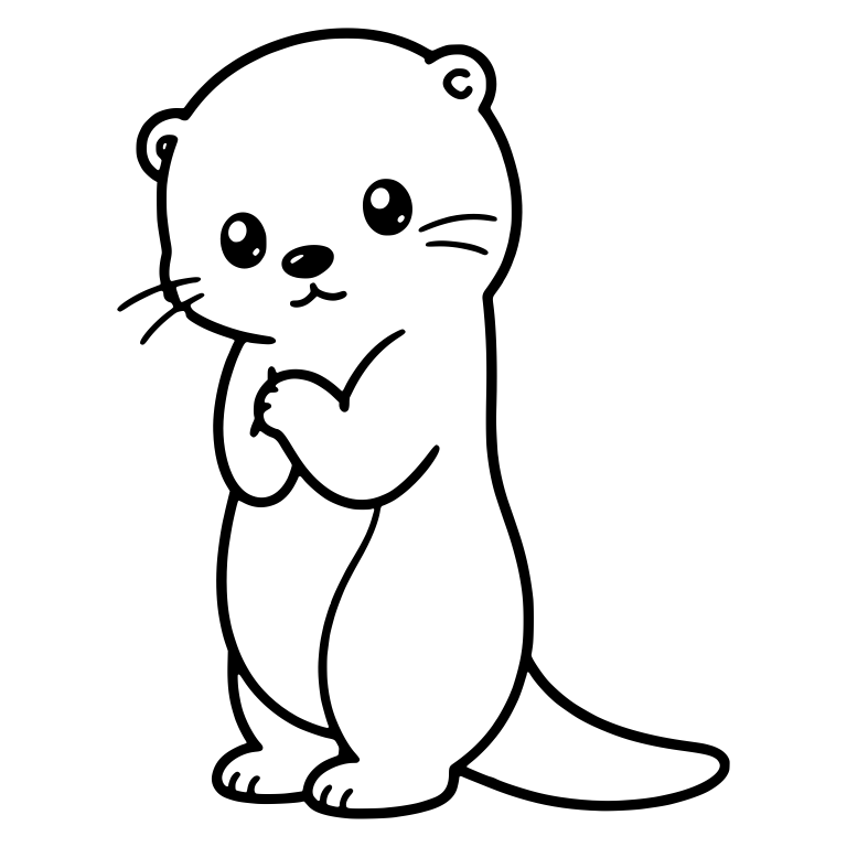 Kawaii Otter Standing Tall with Paws on Chest — free animal SVG cut file