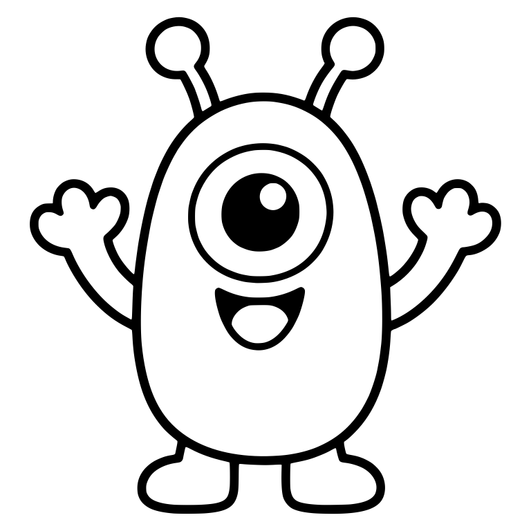 Happy One-Eyed Antenna Monster With Arms Up — free fantasy-creature SVG cut file