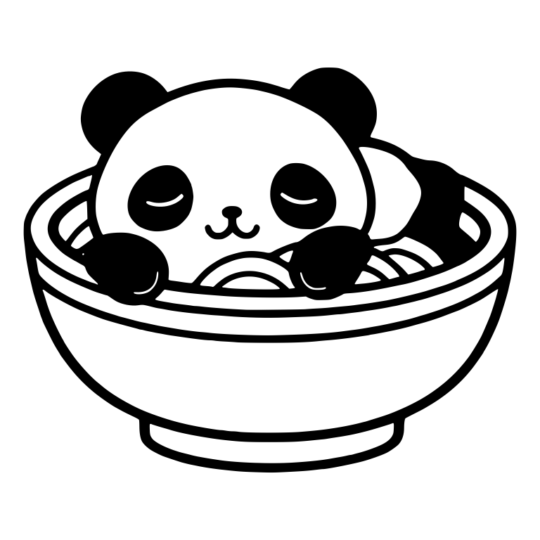 Sleepy Panda Curled Up In Ramen Bowl — free animal SVG cut file