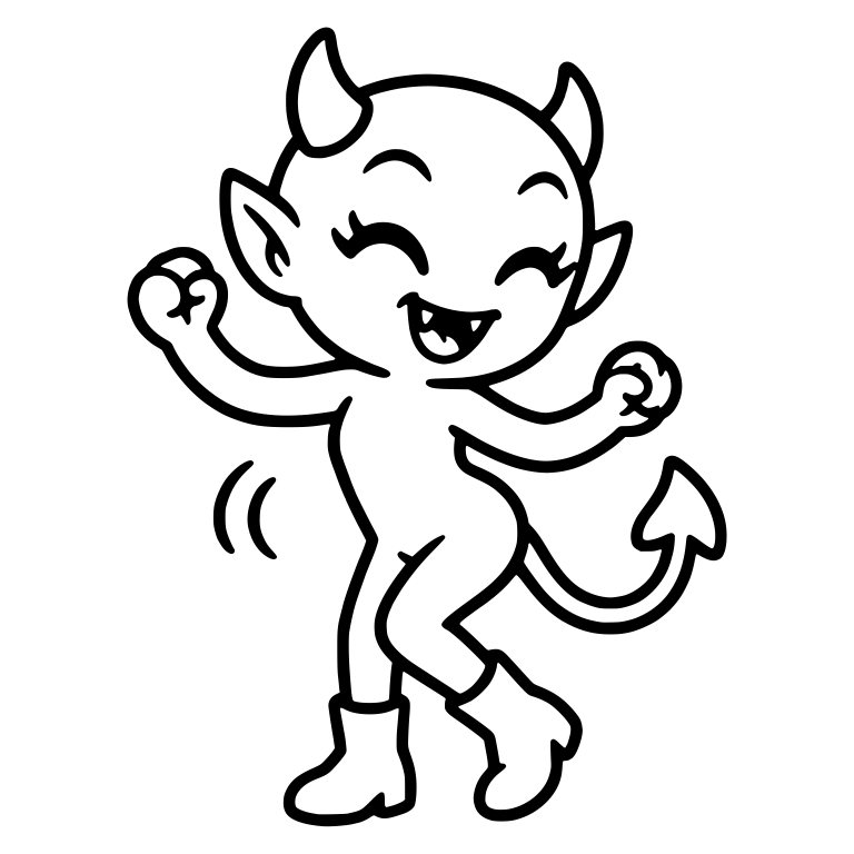 Little Devil With Eyelashes Dancing in Boots — free fantasy-creature SVG cut file