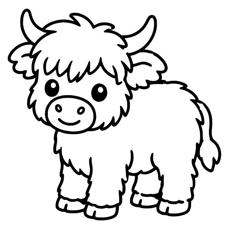 Standing Highland Calf With Hanging Tail Tuft — free animal SVG cut file