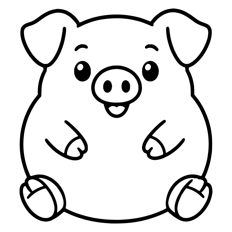 Front-Facing Round Piglet With Hooves Raised — free animal SVG cut file