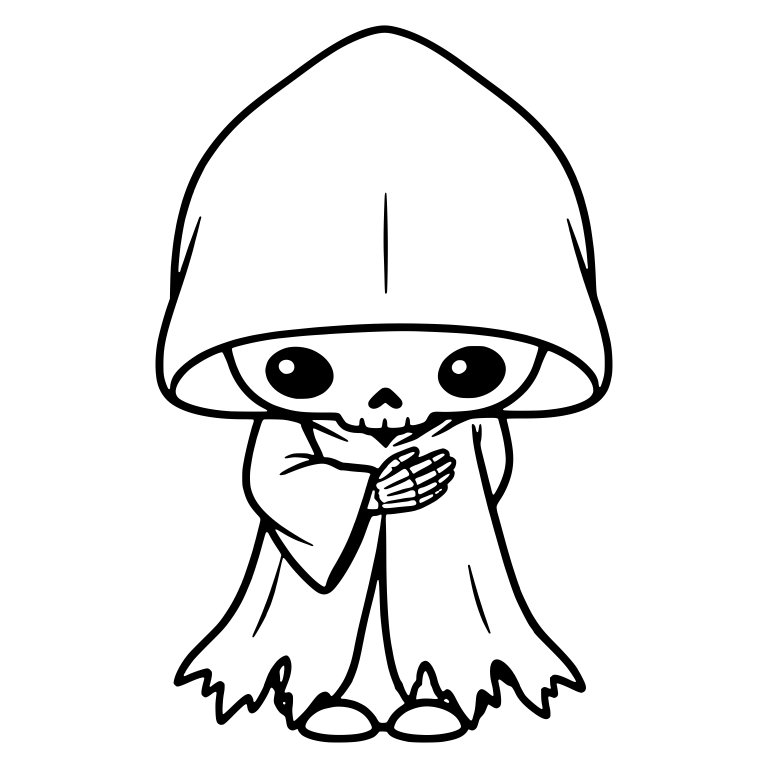 Shy Grim Reaper with Big Hood and Hand on Chest — free characters SVG cut file