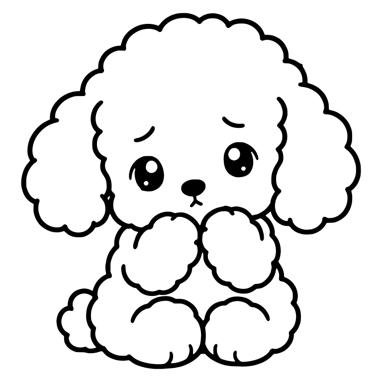 Shy Toy Poodle Puppy Sitting with Paws at Chest — free animal SVG cut file