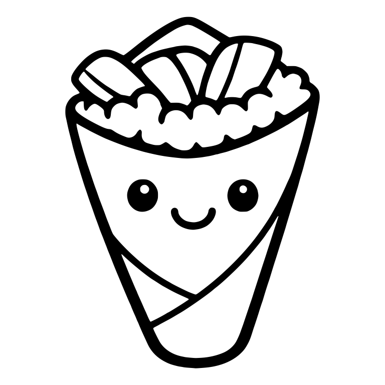 Hand Roll With Scalloped Rice And Wrapper Folds — free food SVG cut file