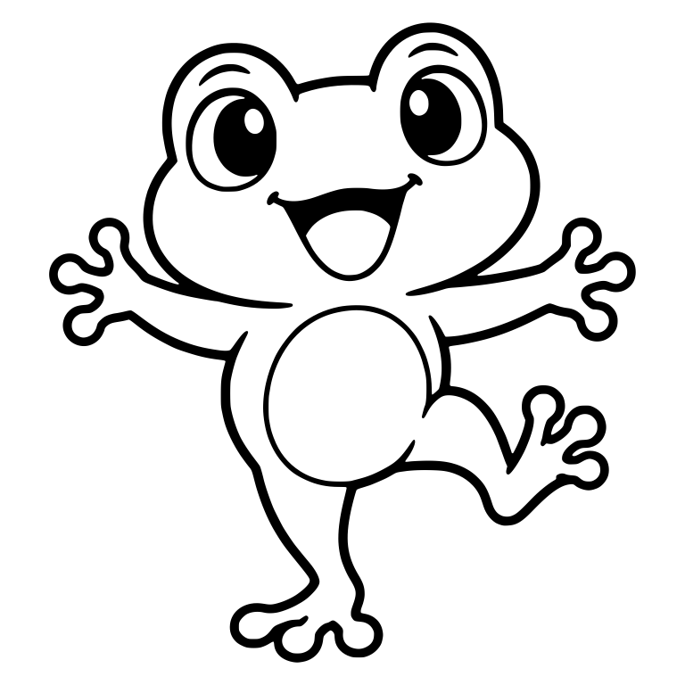 Chibi Frog Standing on One Leg With Arms Out — free animal SVG cut file