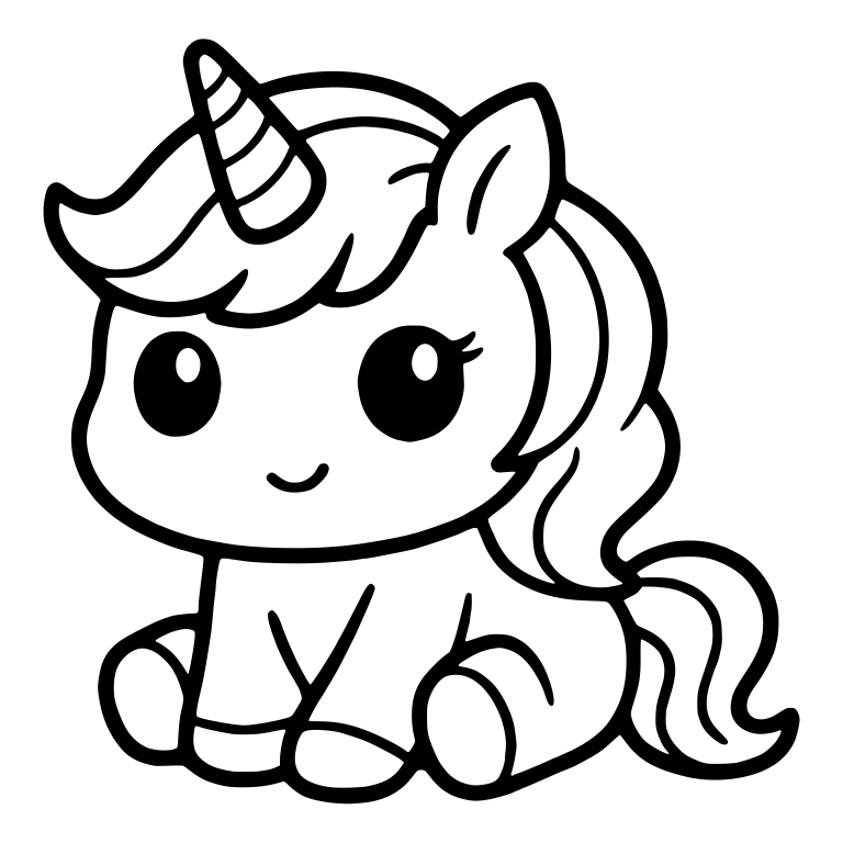 Sitting Unicorn with Spiral Horn and Swirling Tail — free fantasy-creature SVG cut file
