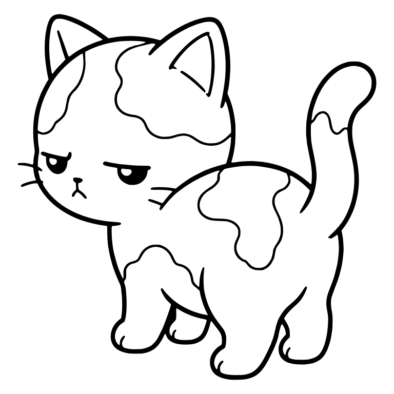 Annoyed Calico Kitten Walking With Tail Raised — free animal SVG cut file