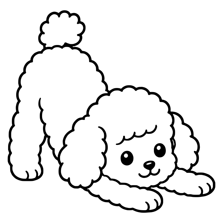 Toy Poodle Puppy Stretching in Downward Dog Pose — free animal SVG cut file