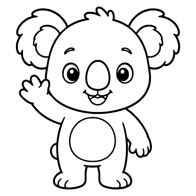 Standing Koala Waving Hello With Round Belly — free animal SVG cut file