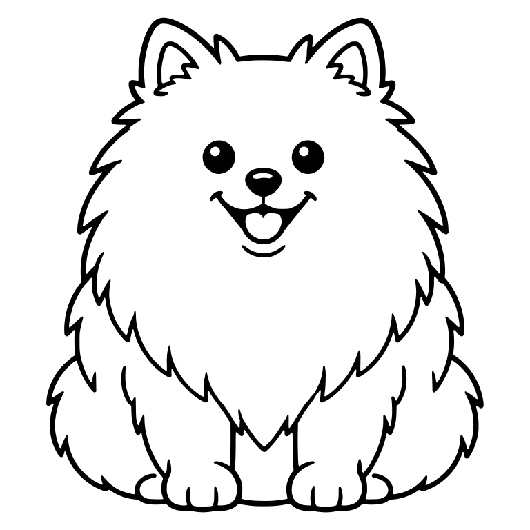 Round Fluffy Pomeranian Sitting With Open Smile — free animal SVG cut file