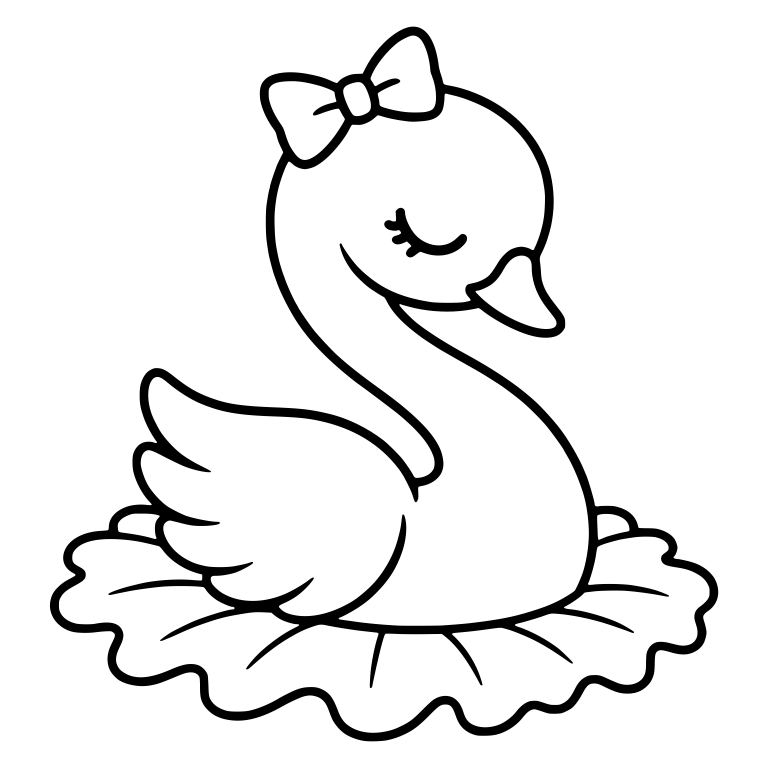 Ballerina Swan in a Ruffled Tutu With Big Bow — free animal SVG cut file