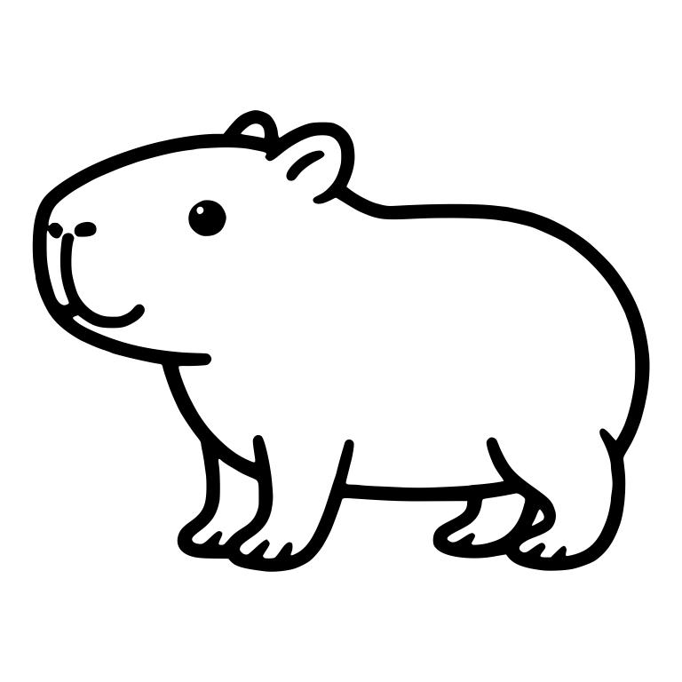 Standing Capybara With Sparkling Eye Facing Left — free animal SVG cut file