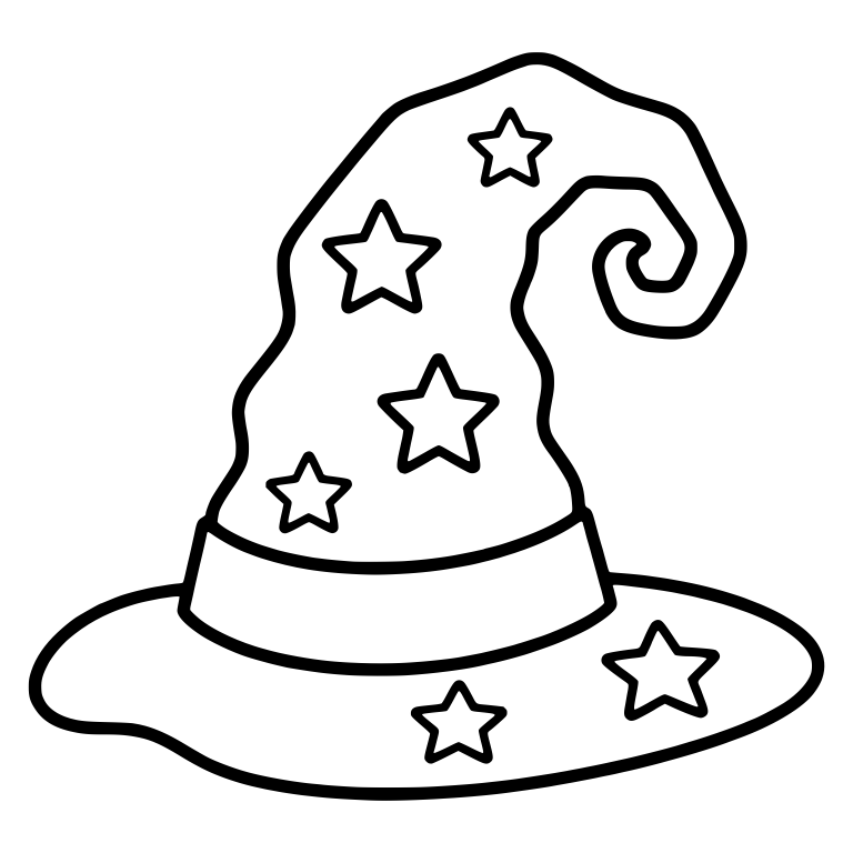 Starry Witch Hat with Spiral Tip and Stars on the Brim — free objects SVG cut file