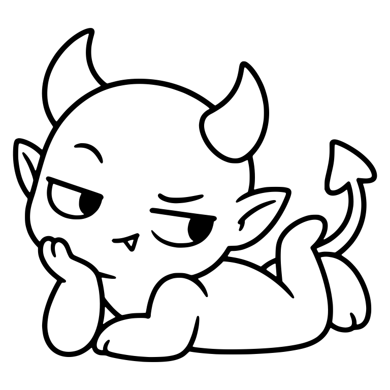 Lounging Demon Lying on Stomach Giving Side-Eye — free fantasy-creature SVG cut file