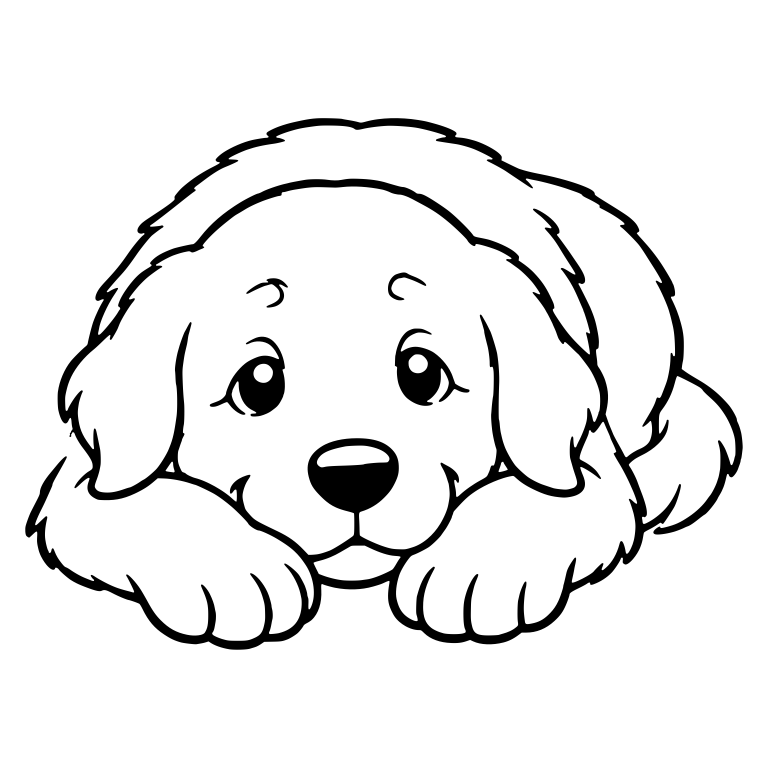 Golden Retriever Puppy Lying With Chin On Paws — free animal SVG cut file