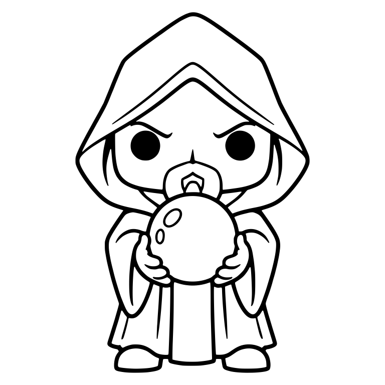 Hooded Wizard Holding a Crystal Ball — free characters SVG cut file