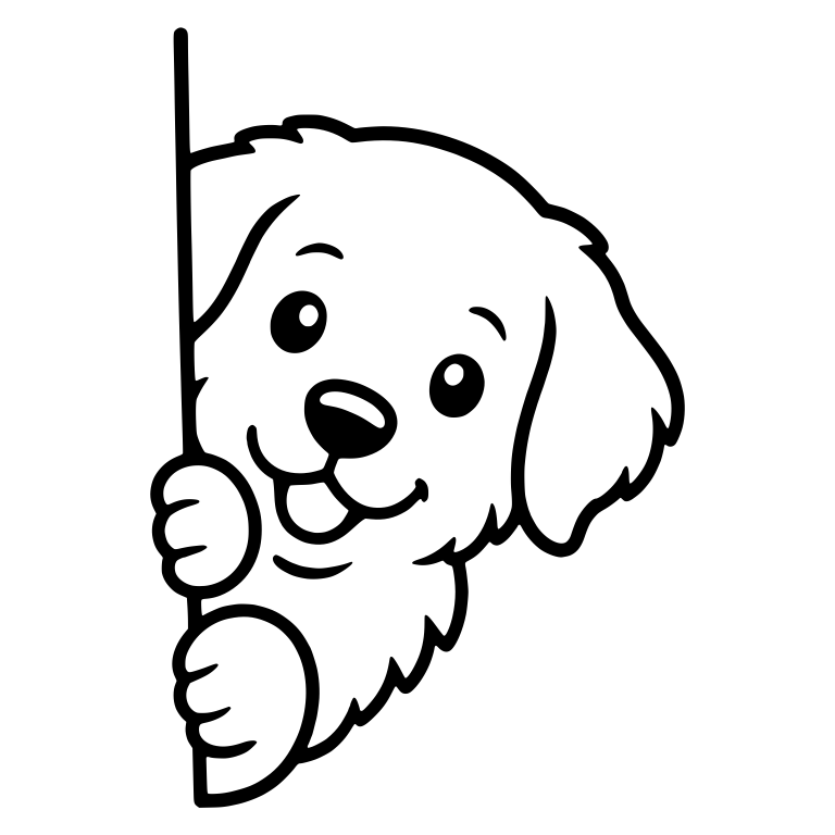 Golden Retriever Puppy Peeking Around Left Corner — free animal SVG cut file