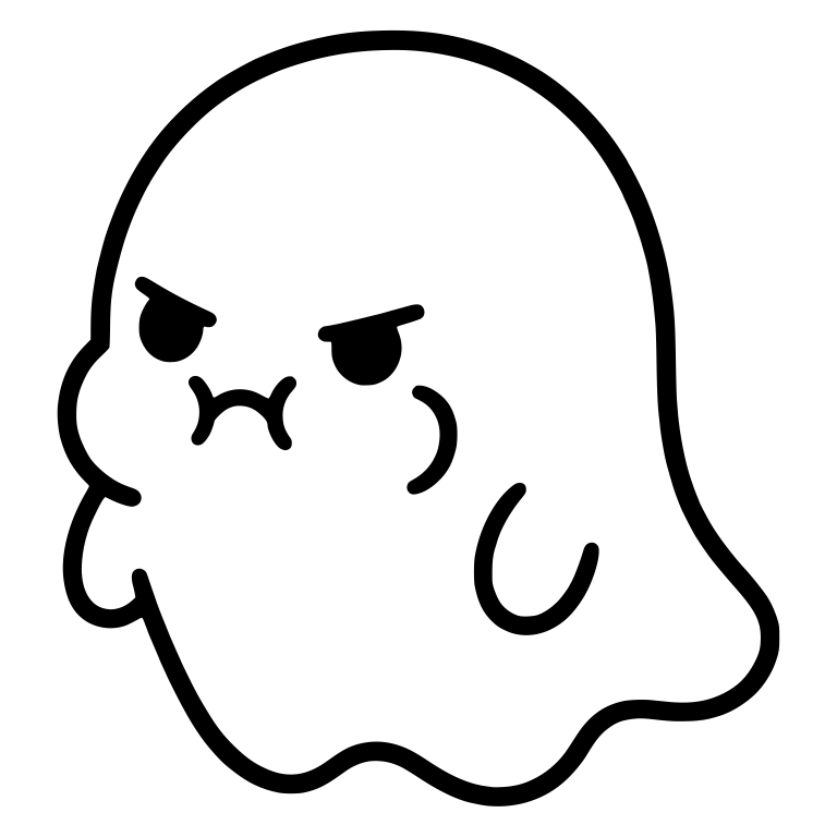Pouting Ghost with Squiggly Frown and Puffed Cheeks — free fantasy-creature SVG cut file