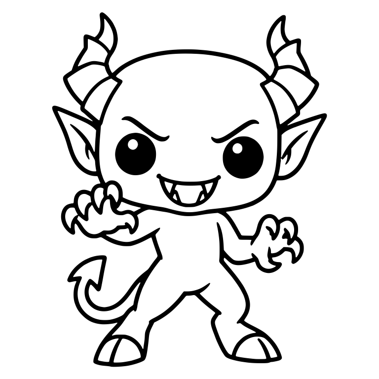 Grinning Demon with Raised Claws and Ribbed Horns — free fantasy-creature SVG cut file