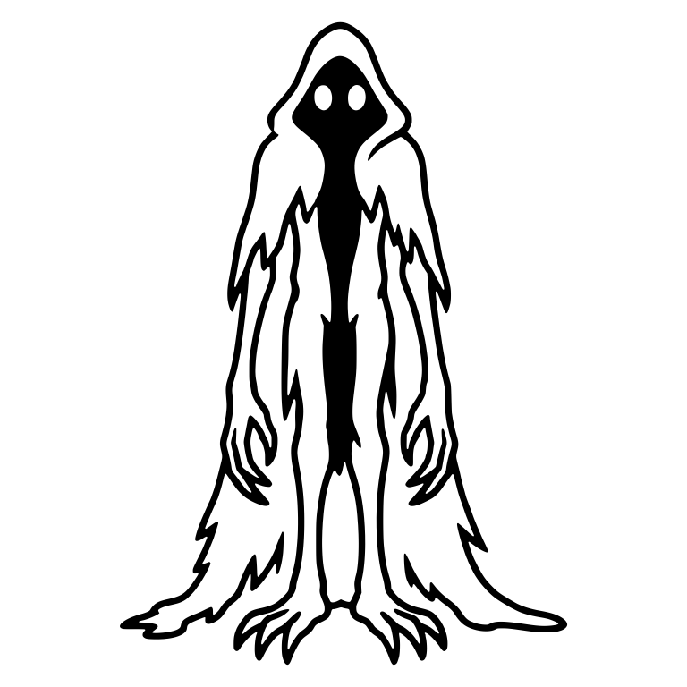Tall Hooded Shadow Figure With Black Chest Stripe and Claws — free fantasy-creature SVG cut file