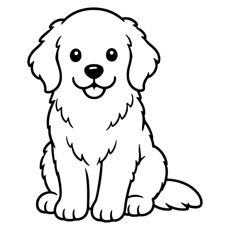 Sitting Golden Retriever Puppy with Tail to the Right — free animal SVG cut file