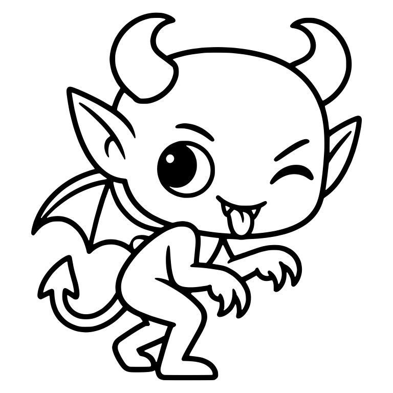 Winking Winged Imp Sticking Out Tongue — free fantasy-creature SVG cut file