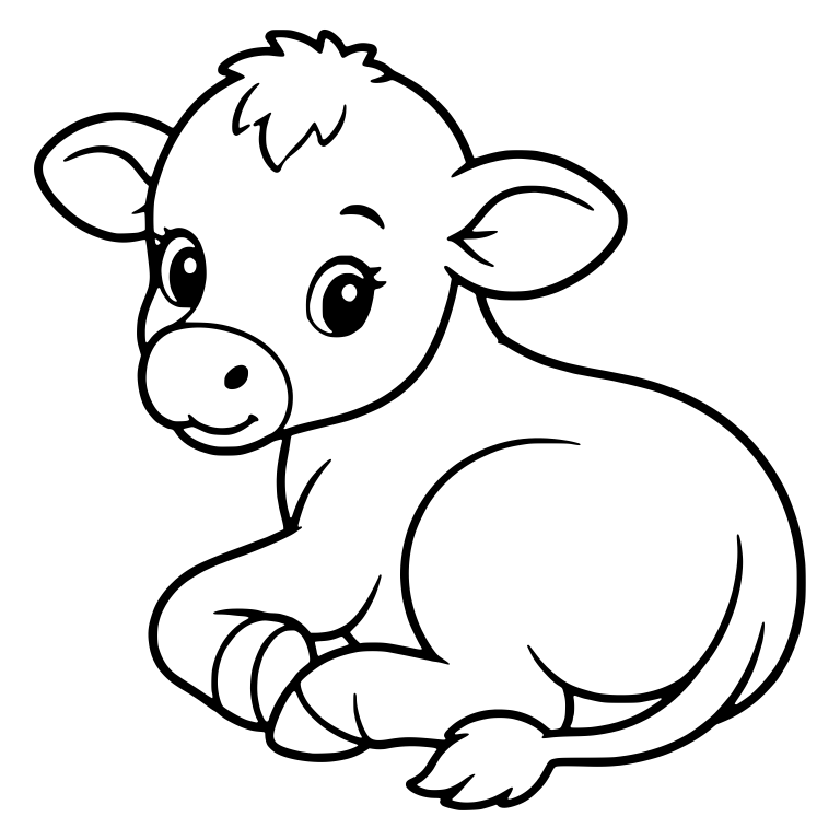 Resting Calf Curled Up With Head Turned — free animal SVG cut file