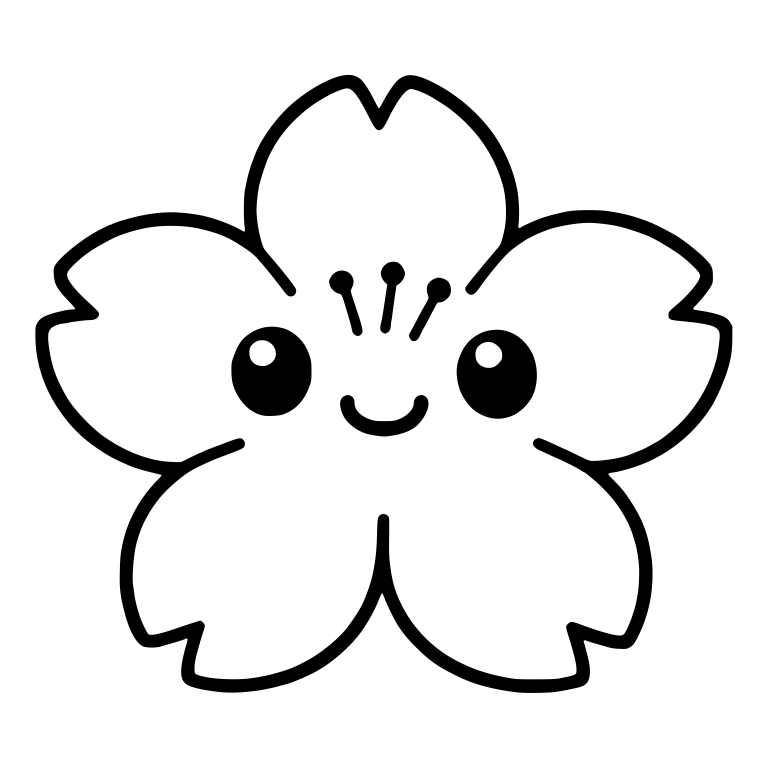 Kawaii Cherry Blossom With Notched Petals and Smile — free floral SVG cut file