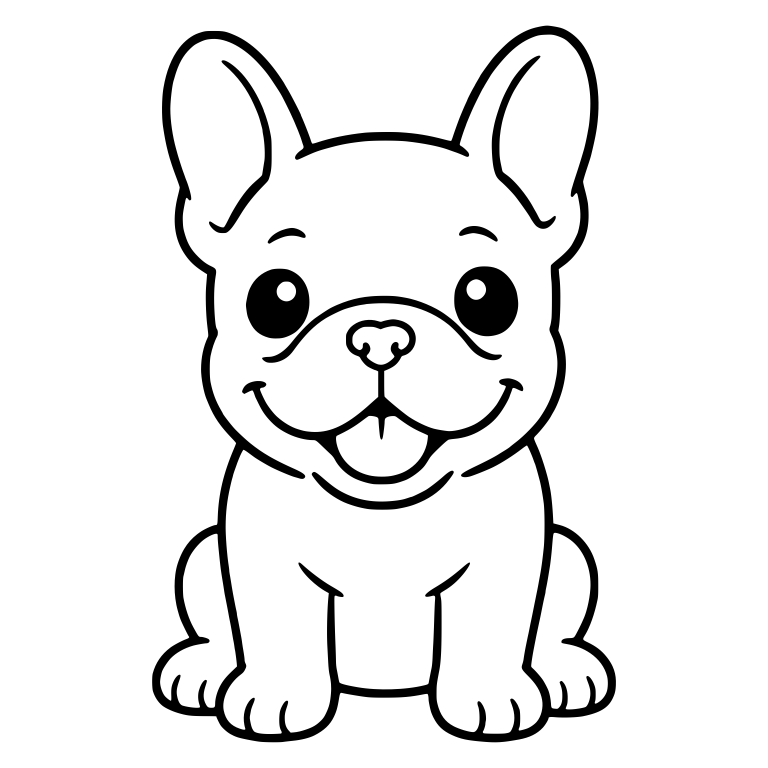 Smiling French Bulldog Puppy Sitting Facing Front — free animal SVG cut file