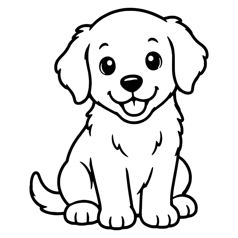 Sitting Golden Retriever Puppy with Tail on the Ground — free animal SVG cut file