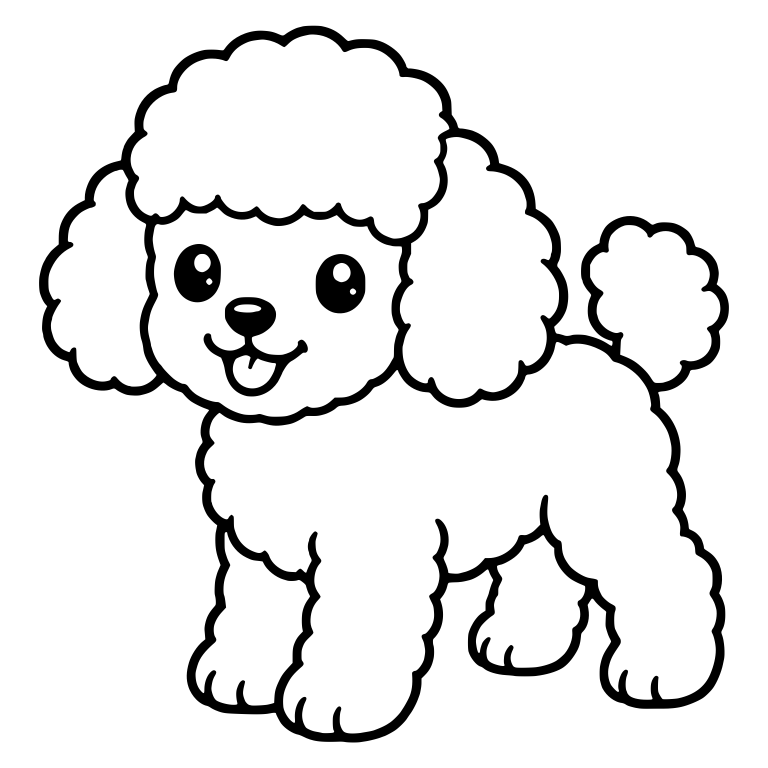 Standing Toy Poodle Puppy With Topknot and Pompom Tail — free animal SVG cut file