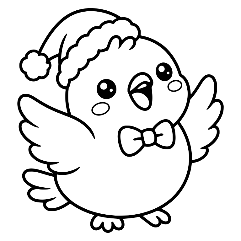 Cheerful Dove in Santa Hat and Bow Tie — free animal SVG cut file