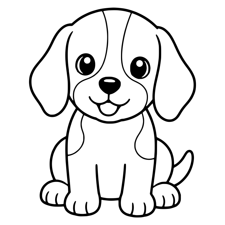 Sitting Beagle Puppy with Shiny Eyes and Two Head Stripes — free animal SVG cut file