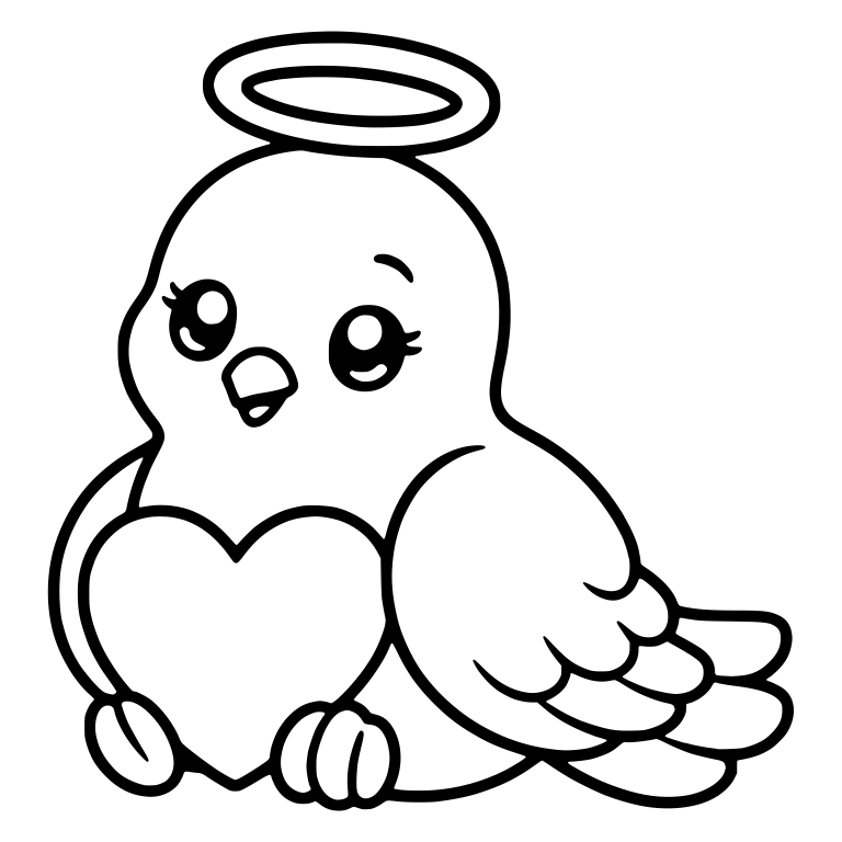 Sitting Halo Dove Cuddling a Big Heart — free animal SVG cut file