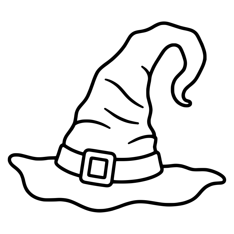 Floppy Witch Hat with Hooked Tip and Tilted Buckle — free objects SVG cut file