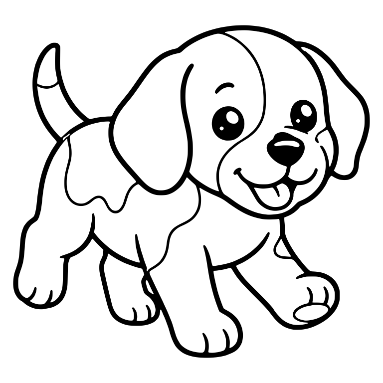 Trotting Beagle Puppy with Raised Paw and Tongue Out — free animal SVG cut file