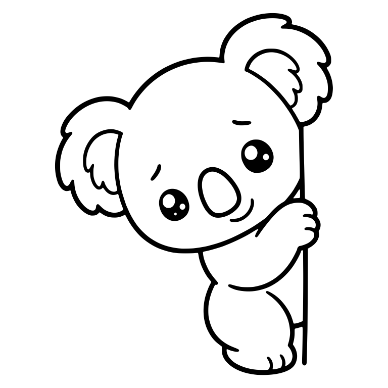 Shy Koala Peeking Around a Tree Trunk Edge — free animal SVG cut file