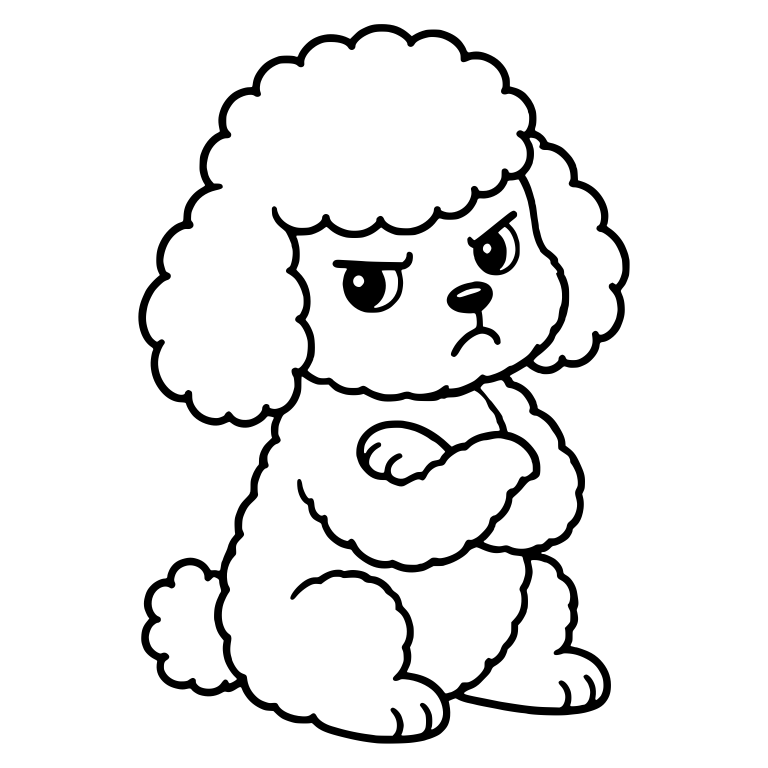 Grumpy Toy Poodle Puppy Sitting with Crossed Arms — free animal SVG cut file