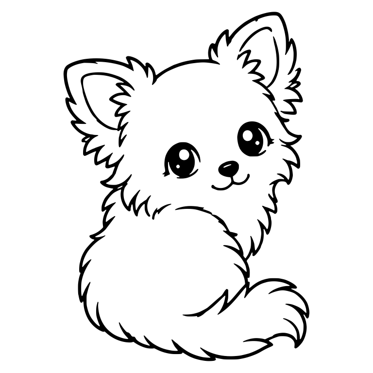 Fluffy Longhair Chihuahua Looking Over Its Shoulder — free animal SVG cut file