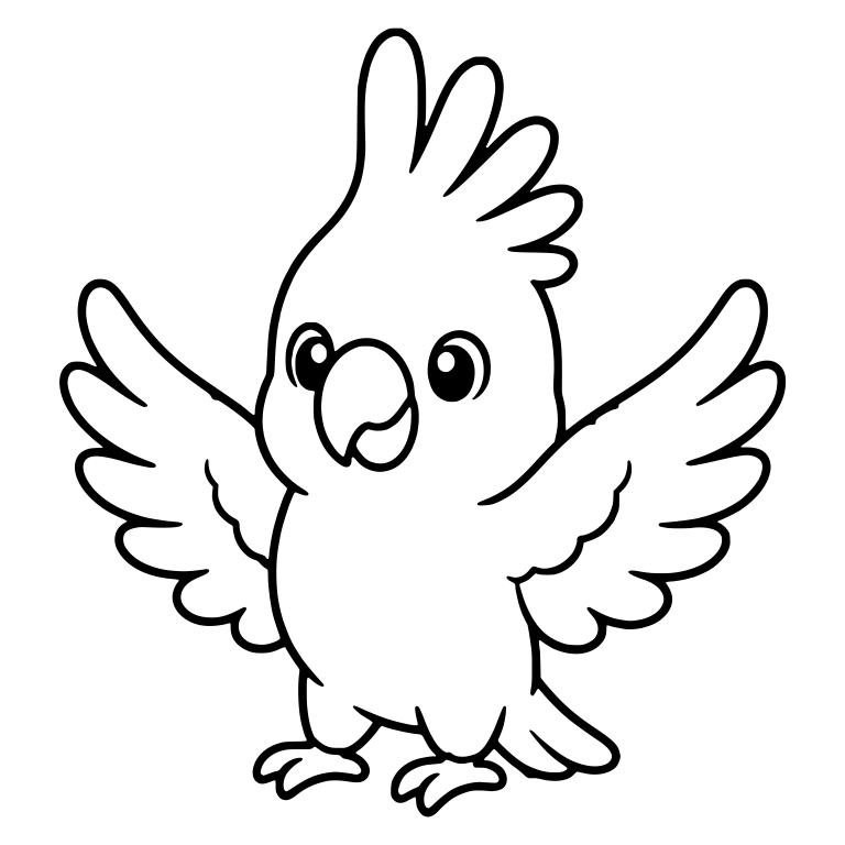Cockatoo Dancing With Wings Spread Wide and Open Beak — free animal SVG cut file