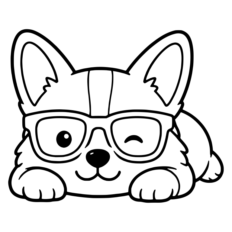 Winking Corgi Lying Down in Glasses — free animal SVG cut file