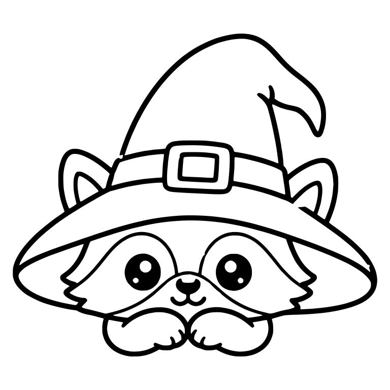 Raccoon Peeking Under a Huge Witch Hat — free animal SVG cut file